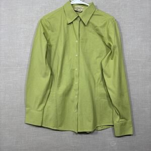 Eddie Bauer Green‎ Wrinkle Resistant Button Shirt Medium Diagonal Stripe Career